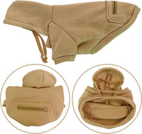 Dog Hoodies for Small Dogs with Zipper Pocket - Khaki / X-Large - image 3