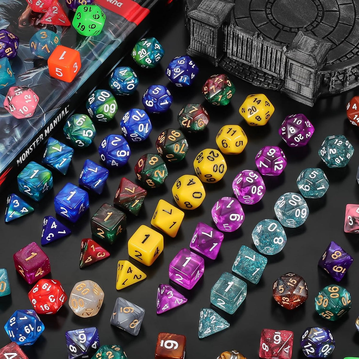 QMay 7 Sets Polyhedral Dice - 30 Colors (210pcs) - image 3