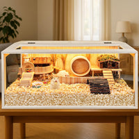 Hamster Cage Chewproof, Large Hamster Cages and Habitats - Natural Oak Wood / 32.0"L x 16.0"W x 16.0"H / Openable Wooden Roof - image 2