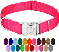 Country Brook Petz - Premium Nylon Dog Collar with Metal Buckle for Small Medium Large Breeds - 30+ - Small (Pack of 1) / Hot Pink