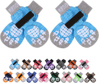 PUPTECK Anti-Slip Dog Socks with Double Sides Grips for Small Medium - Blue / Small (4 Count)