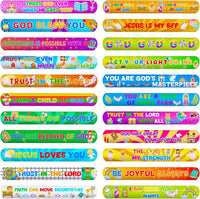 MCPINKY 64 Christian slap bracelets with Bible verses, crosses and doves