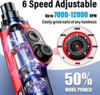 Casfuy Smart 6-Speed Dog Nail Grinder with LED Lights Safe - Red - image 2
