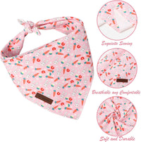 MR. CHUBBYFACE Fall Orange Plaid Dog Bandanas Reversible Triangle - C:Pink Rabbit / L - image 4
