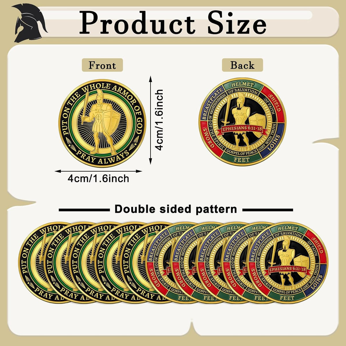 Nosiny 20 Pcs Armor of God Coins Metal Christian Challenge Coins - Retro - image 2