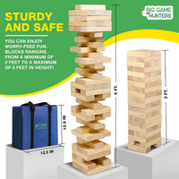 Big Game Hunters giant tower stack game with 58 pine wood blocks and carry bag - view 3
