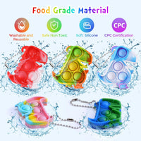 PICcircuit 30 pack mini pop fidget keychains in multicolor shapes for party favors - view 12