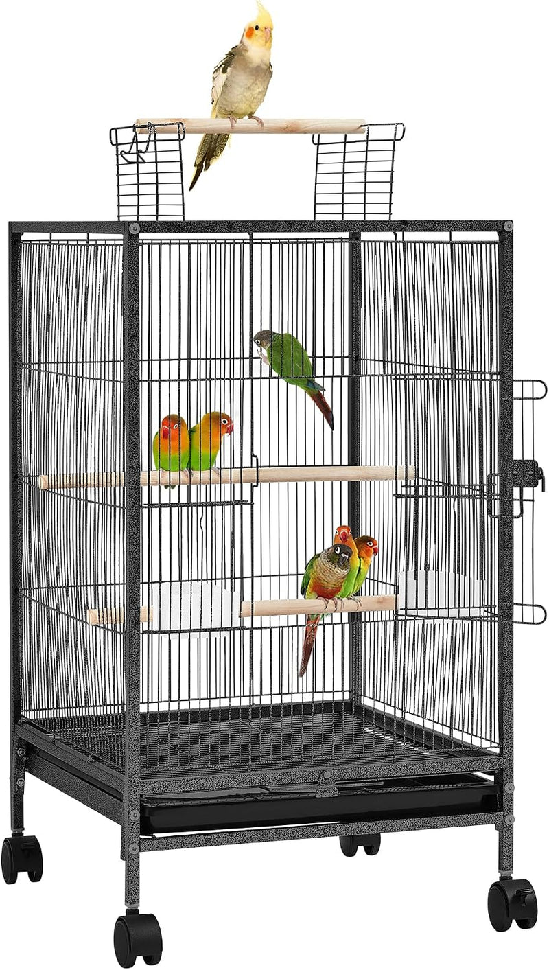 Yaheetech 35-Inch Open Top Bird Cage with Rolling Stand for Small