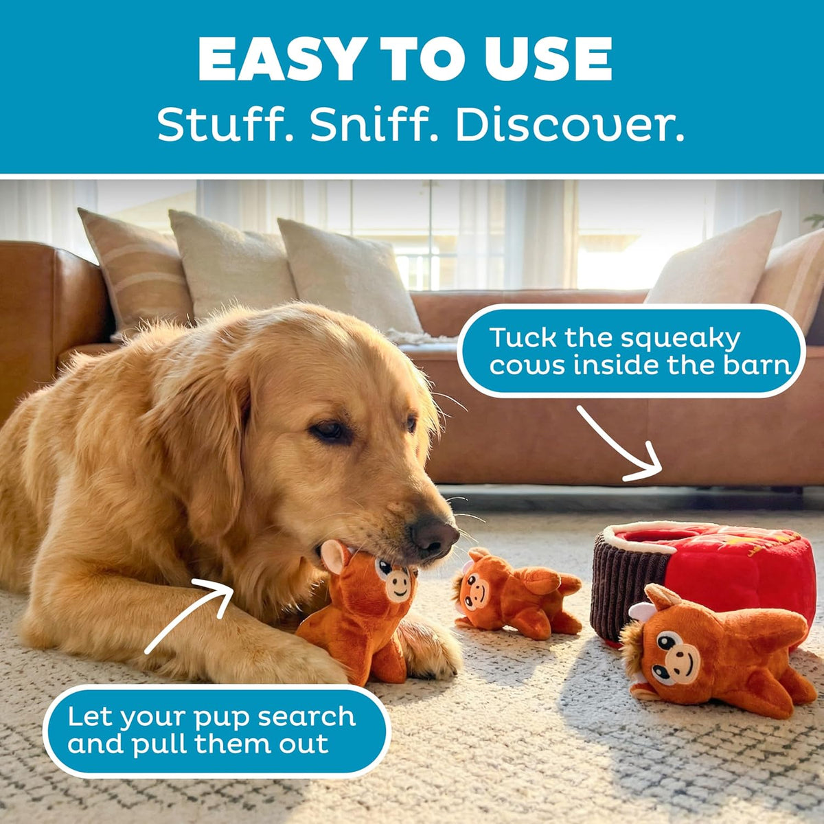 Outward Hound Hide-A-Birthday-Cake Plush Squeaky Dog Toy - Highland Cows - image 4