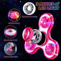 Fidget Spinner 2 Pack, Light up Sensory Fidget Toys Adults Kids 4-8-12, Kids - Fidget Toys Pink&white - image 3