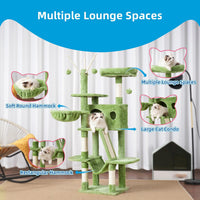 Hey-brother Cat Tree Tower with Padded Platform Bed, Hammock - 53 Inch / Green - image 4