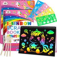 ZMLM Scratch Paper Art Craft: 2 Pack Rainbow Scratch Set for 3 4 5 6 - Unicorn