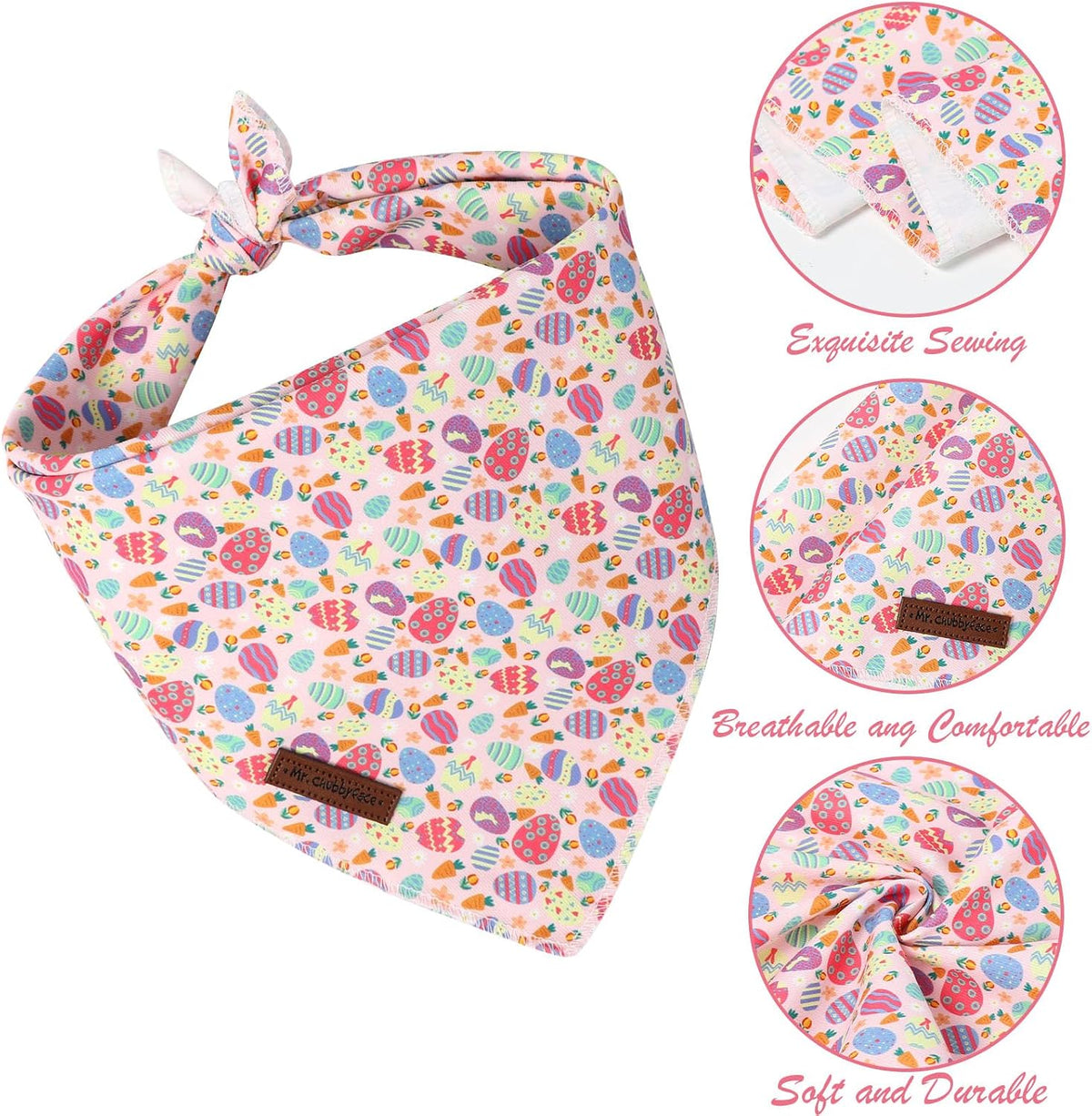 MR. CHUBBYFACE Fall Orange Plaid Dog Bandanas Reversible Triangle - C:Carrot-Egg / S - image 4