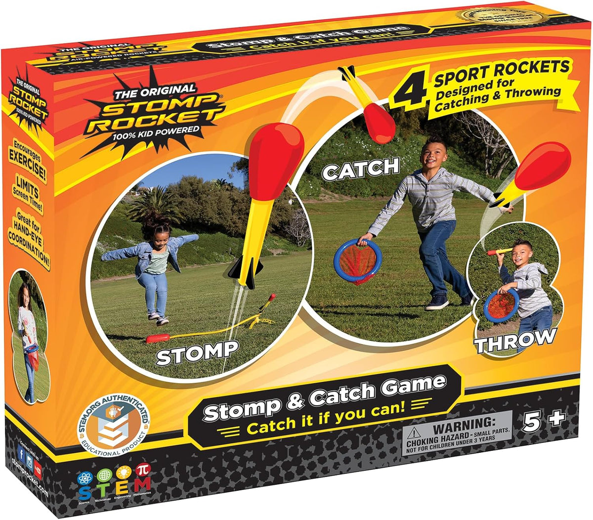 Stomp Rocket Original Dueling Rocket Launcher for Kids - Rocket Launcher + 4 Rockets + 1 Net
