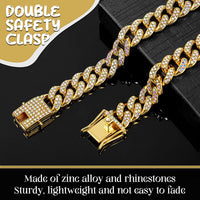 LEIFIDE Cuban Link Dog Collar Chain 12mm, Rose Gold, Pink - 12 Inches / Gold, AB Color - image 4