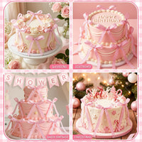 30 Pack Bow Cake Toppers Black Ribbon Bows for Cake Halloween Party - Pink Gingham - image 4