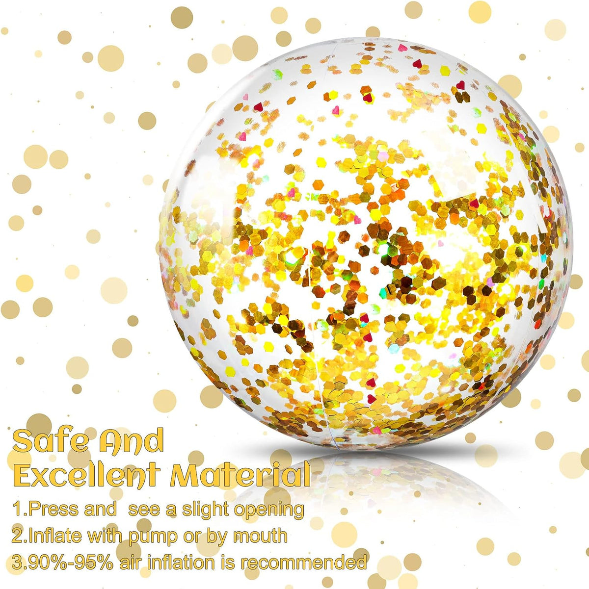 Civaner 10 Pcs Inflatable Glitter Beach Balls 16 Inch - Gold, Silver / Glitter - image 4