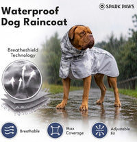 Spark Paws Dog Raincoat, Waterproof Rain Jacket w/Hood - Camo Grey / XX-Large - image 4