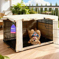 42-Inch Dog Crate Cover with Mesh, Waterproof Kennel Cover - 54.0"L x 37.0"W x 45.0"H / Beige