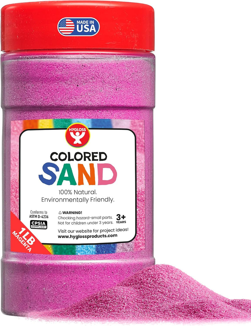 Hygloss Assorted 6 Bags Colored Sand for Crafts, Assorted - Magenta / 1-Pound