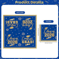 PERFQU Class of 2026 graduation napkins in blue and gold with cap and tassel design - view 12
