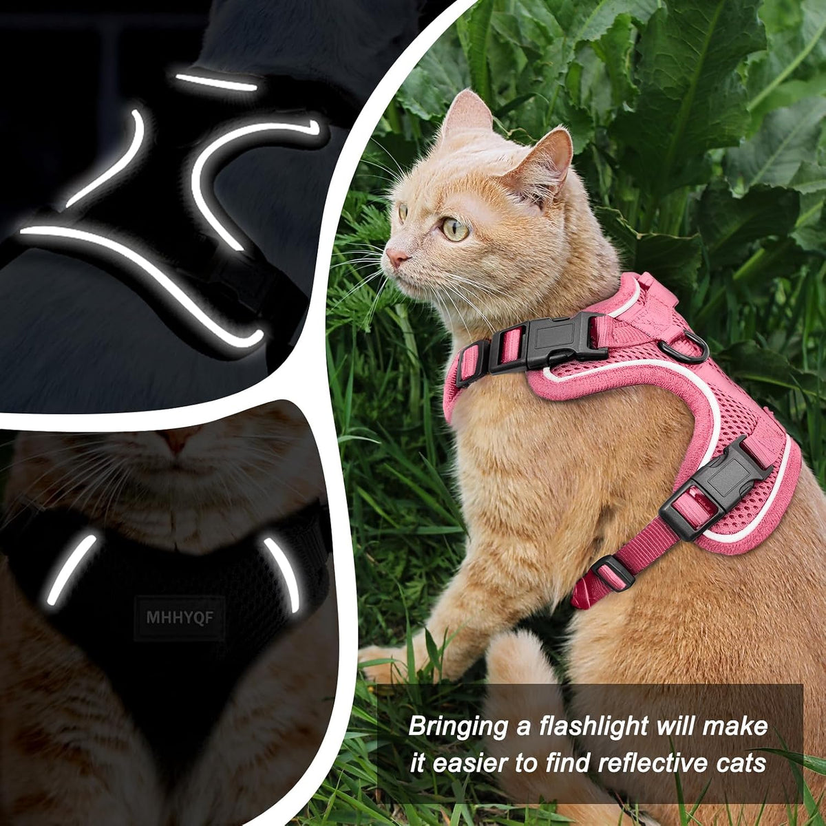 Cat Harness and Leash Set, Adjustable Cat Vest Harnesses – Essentials for Cats - Pink / Small - image 3
