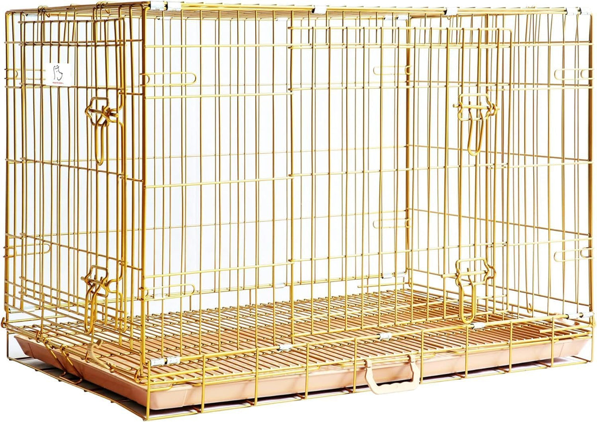 Homey Pet 30 Inch Dog Crates for Small Medium Dogs - 35.7"L x 22.2"W x 25.8"H / Gold
