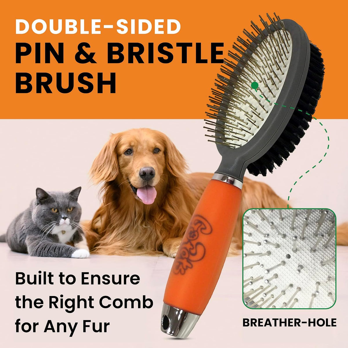 GoPets Double-Sided Pin & Bristle Brush - Double-Sided Pin & Bristle Brush - image 2