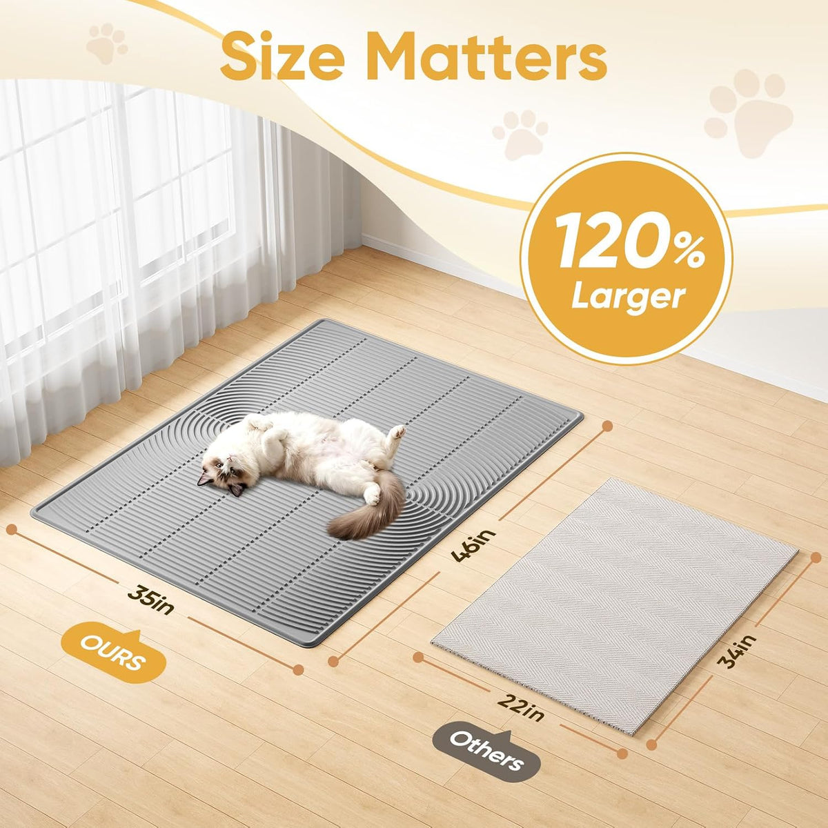 XXL Cat Litter Mat, Large Silicone Waterproof Mat - 1 Count (Pack of 1) / Black - image 2