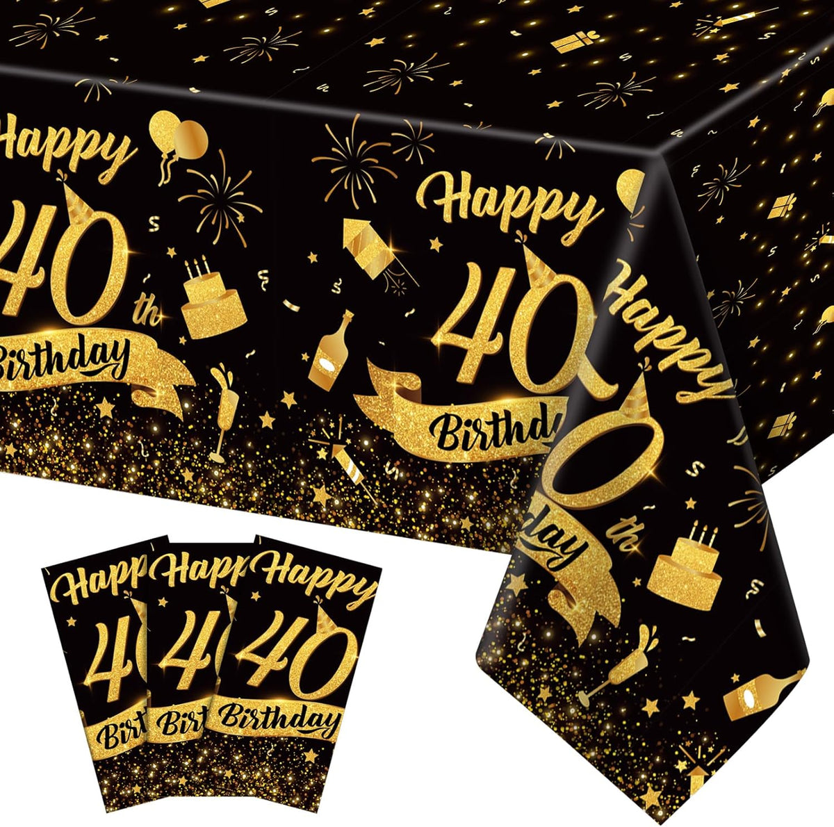 3 Pack Plastic Birthday Tablecloth - 40th Birthday