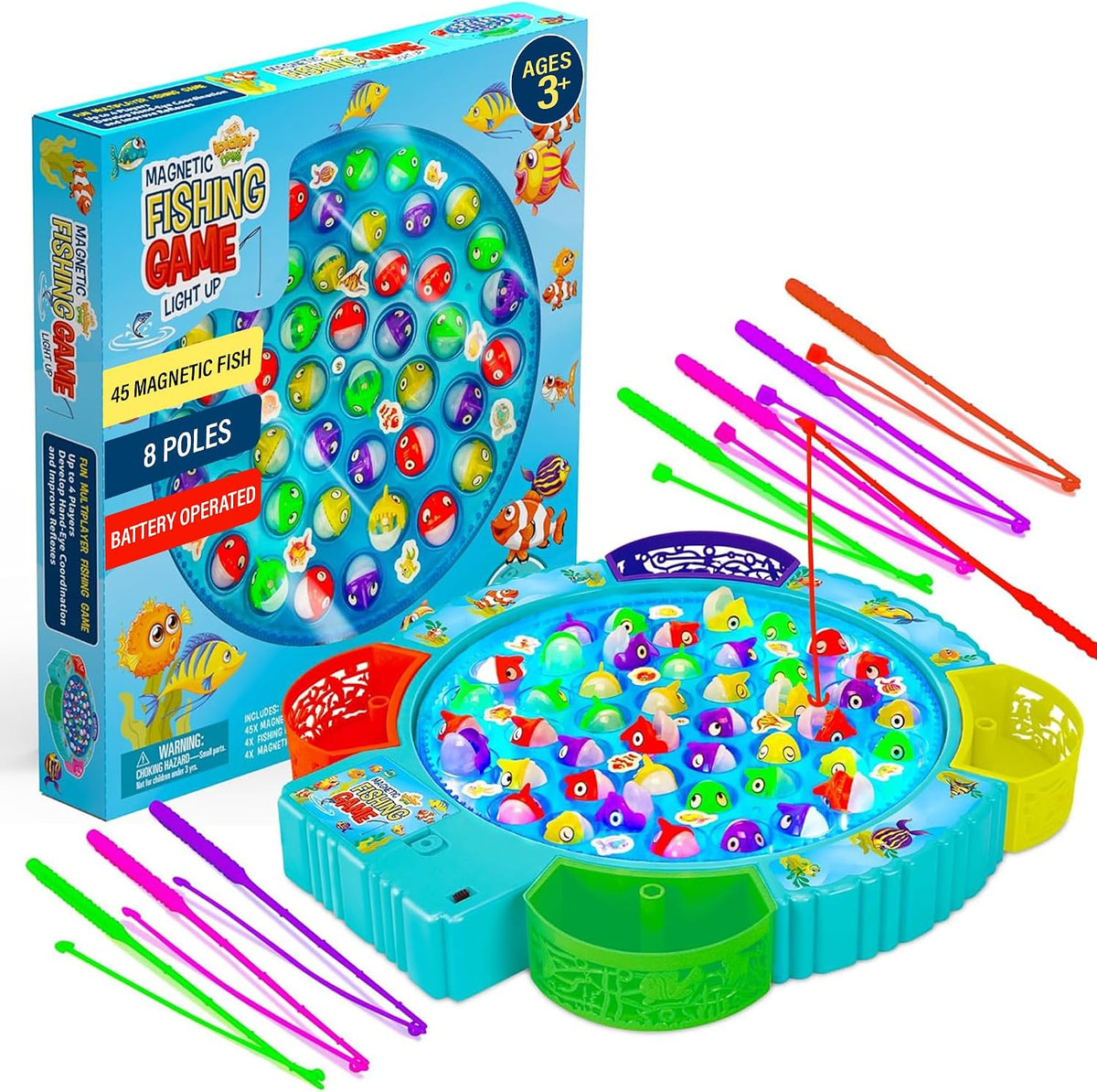 IPIDIPI TOYS magnetic fishing game with rotating board, colorful fish and fishing poles - view 2