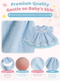 EKOKIZ blue reborn baby doll dress set with hairband and shoes for 17 to 20 inch dolls - view 30
