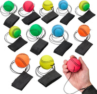 Playbees 12 neon wrist baseballs on elastic cords with Velcro wristbands