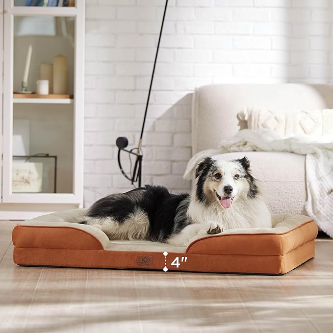 Bedsure XL Orthopedic Dog Bed for Extra Large Dogs - Washable XLarge Dog Cat Bed Waterproof, Comfort Dogs Couch Sofa with Washable Removable Cover, Pet Bed with Nonskid Bottom, Ember Clay, 42"
