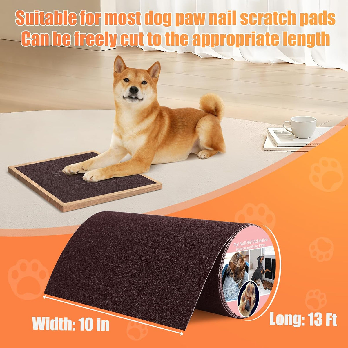 Pet Nail Self Adhesive Replacement Emery Paper - 10in*13ft / Brown - image 2