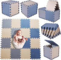 Foam Play Mat for Baby, Soft Non-Toxic Baby Playmat - Beige/Gray/Gray Blue / 16 Pcs/47.2*47.2 - image 2