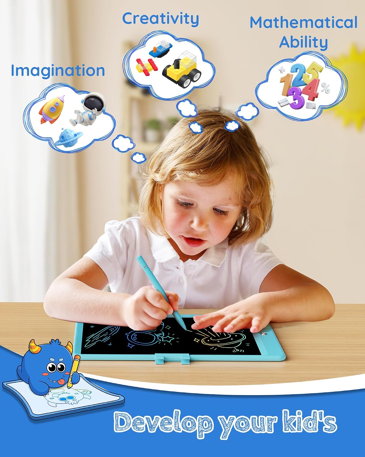 TEKFUN 15" LCD Writing Tablet for Kids - Blue / 8.5 Inch - image 3