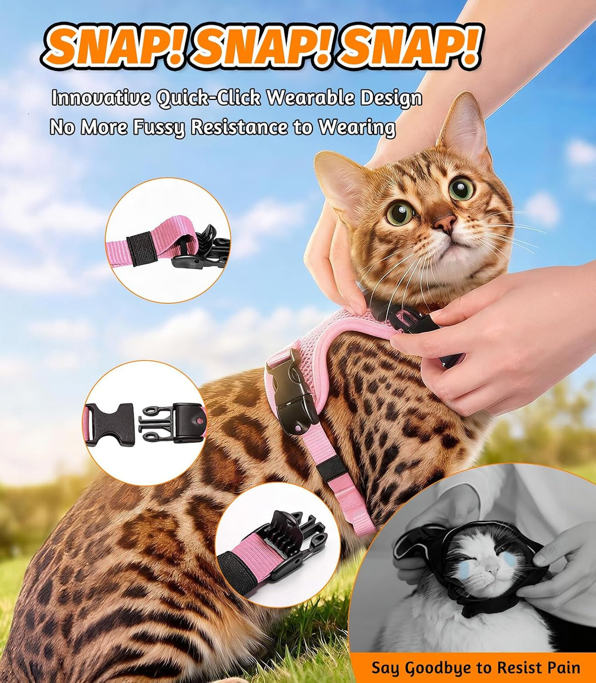 Cat Harness and Leash for Walking - Pink / S (7-12lb) - image 4