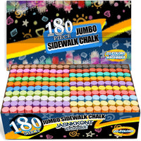 JASNKKONT washable sidewalk chalk set with 180 jumbo sticks in 20 colors and a gift box