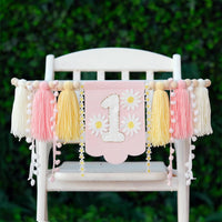 First Birthday Decorations for Boy Blue One Year Old High Chair - Pink Yellow White - image 3