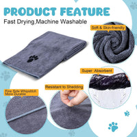 2 Pack Microfiber Dog Towels for Drying Dogs - Grey / 2-Pack - image 3