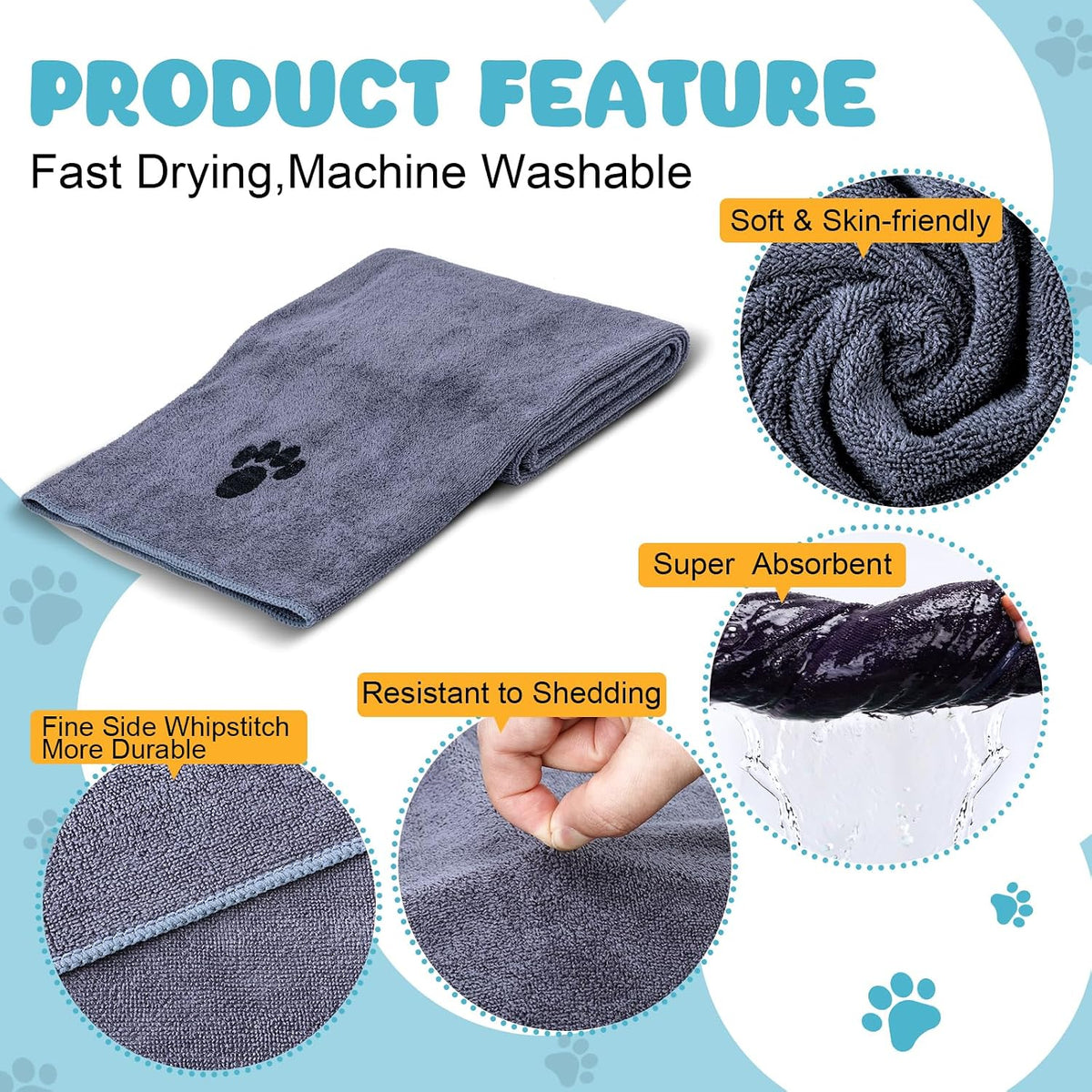 2 Pack Microfiber Dog Towels for Drying Dogs - Grey / 2-Pack - image 3