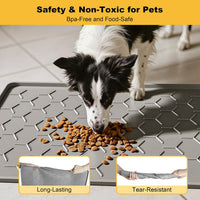 Pieviev Silicone Dog Cat Food Bowl Mat, Waterproof Raised Edge - L-34''X22'' / Light Gray - image 3