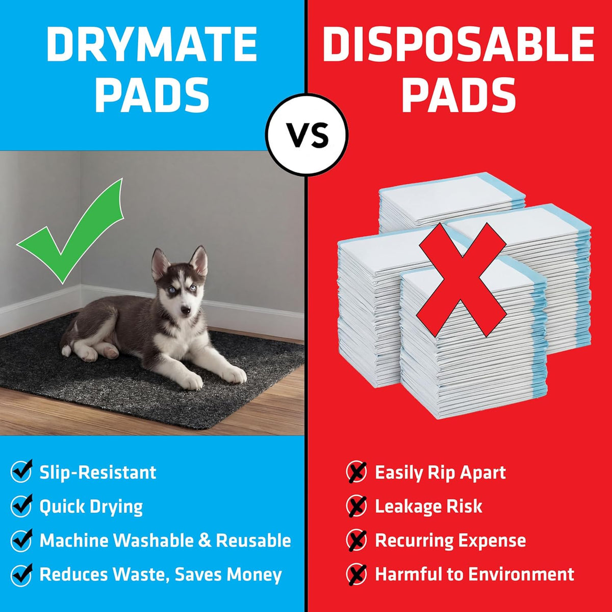 Drymate 2-Pack Washable Pee Pads for Dogs, 29x36 - 60" x 74" (1-Pack) / Charcoal - image 4
