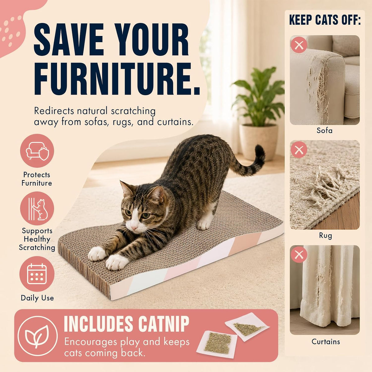 SIDAZON Cat Scratching Board cat Scratcher Cat Scratch Pad Cardboard - 5-Pack - image 4