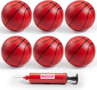 SYNCFUN 6 PCS Mini Basketballs, Inflatable Rubber Ball - Red
