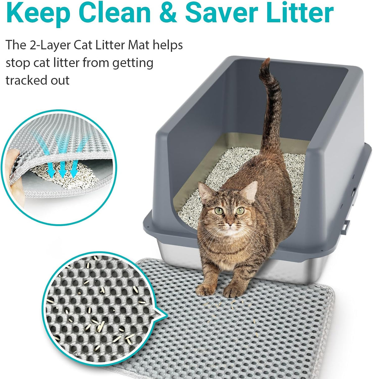Stainless Steel Litter Box with Lid, Metal Cat Litter Box - 12"H - Grey - image 3