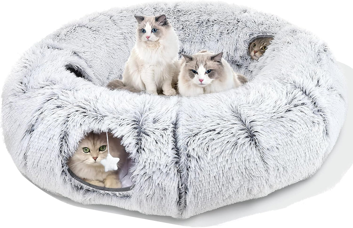 Cat Tunnel Bed for Indoor Cats - XL / Grey