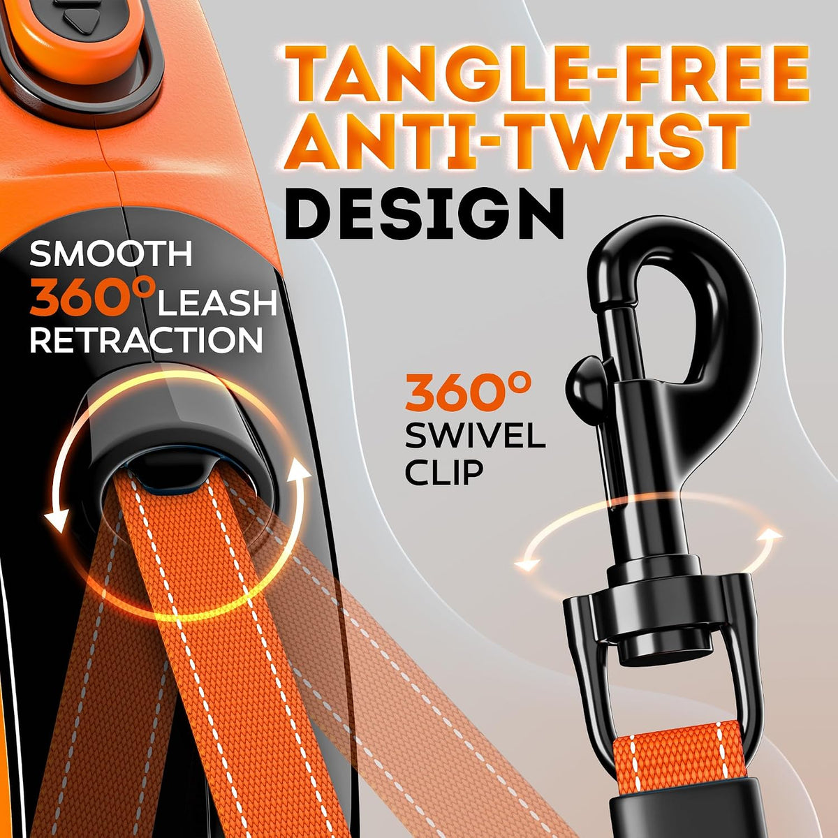 Retractable Dog Leash 16.4 ft, 360° Tangle-Free Design - image 4
