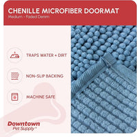 My Doggy Place Medium Faded Denim Microfiber Dog Mat, 31" x 20", Absorbent and Quick-Drying, Non-Slip Rubber Backed, Machine Washable